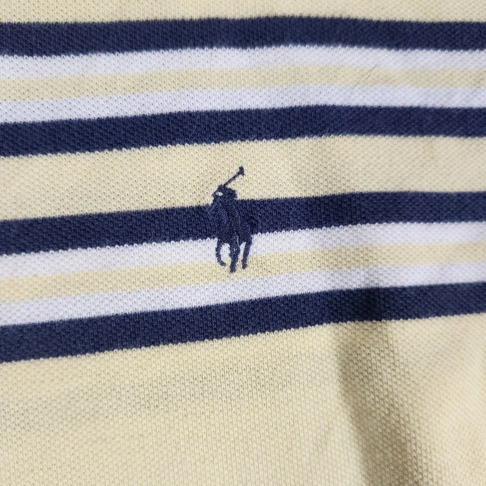 Ralph Lauren Polo Shirt Men's‎ XL Short Sleeves Striped Yellow Blue White Cotton